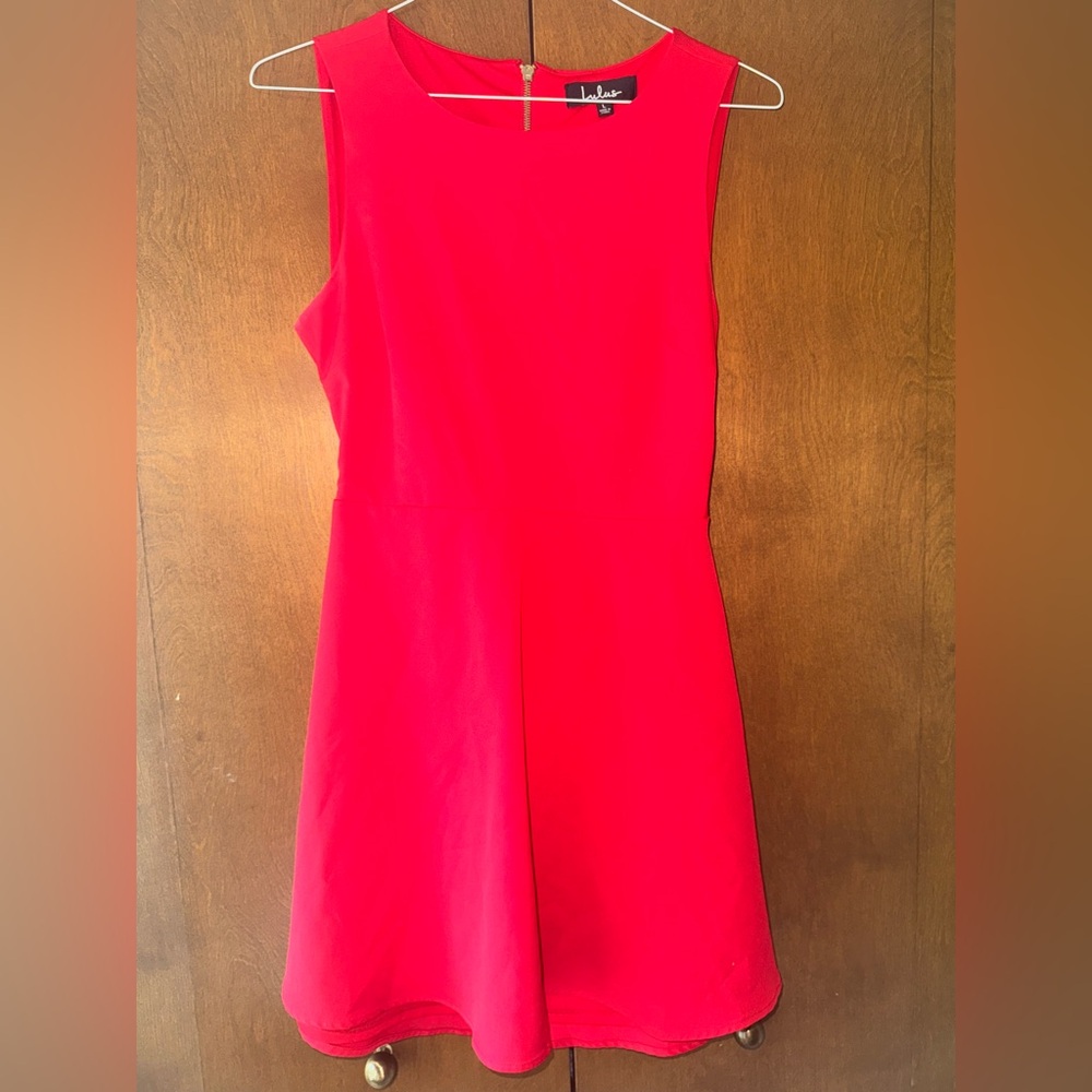 Lulu's Red Sleeveless A-Line Mini Dress with open back